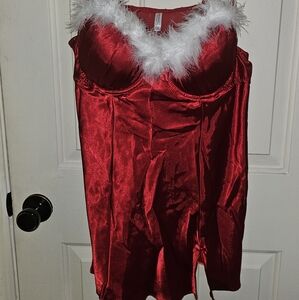 Red Satin Women's Intimate with White Trim